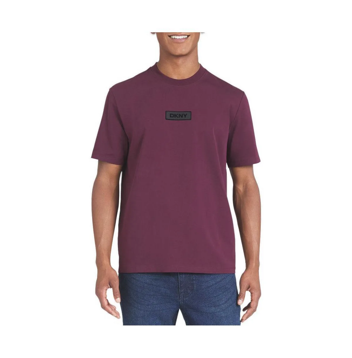 Classic Fit Crewneck Silicone Plate Logo T-Shirt by DKNY