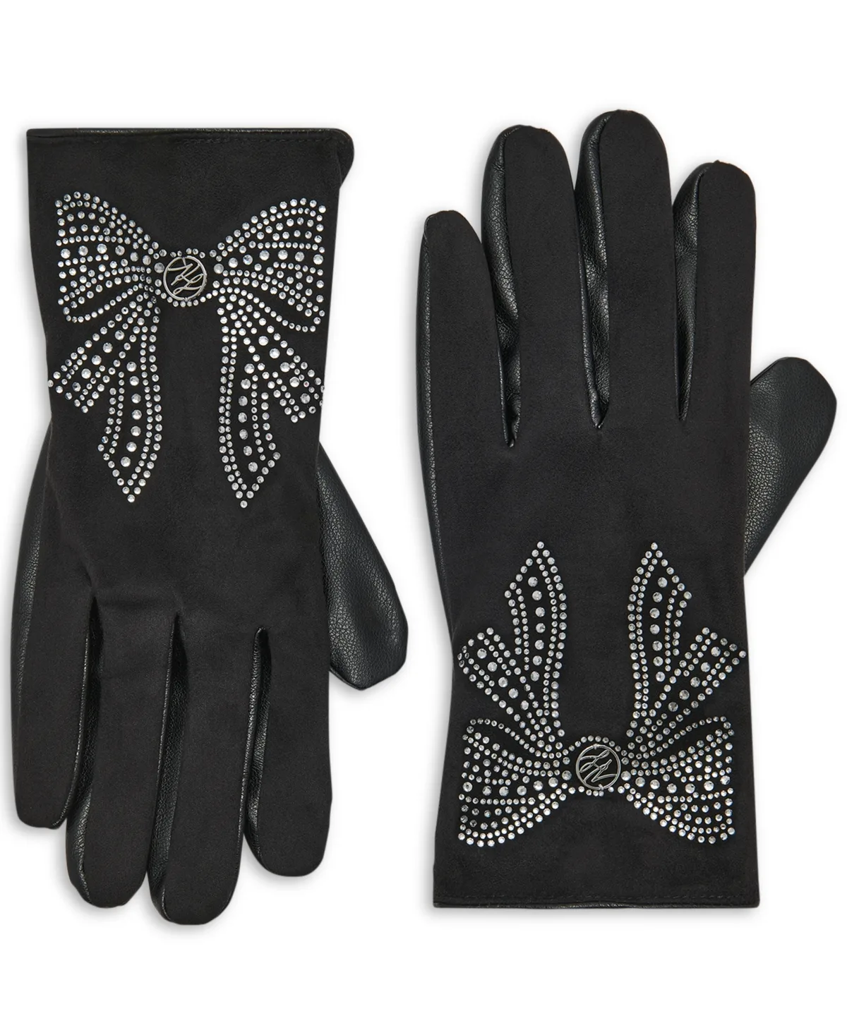 Faux Suede Bow Gloves by Karl Lagerfeld