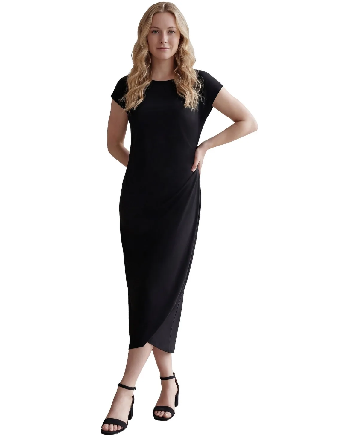 Ruched A-Line Knit Midi Dress by Ellos