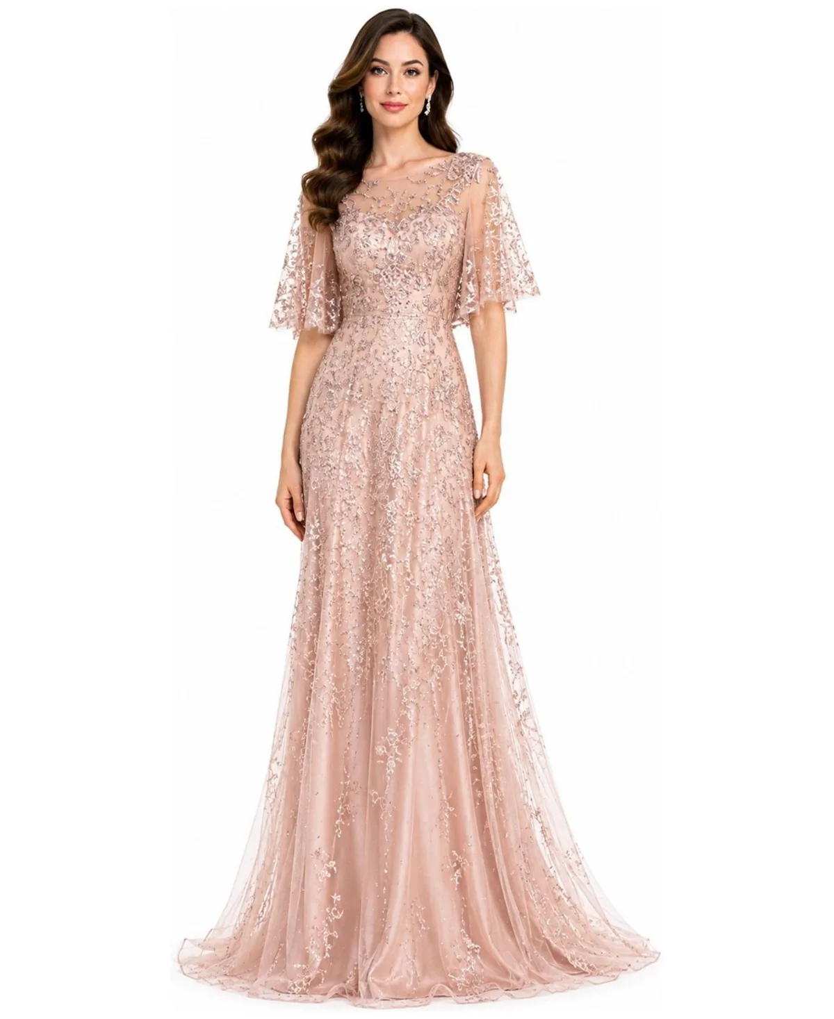 Lara Cape Sleeve Mothers Gown