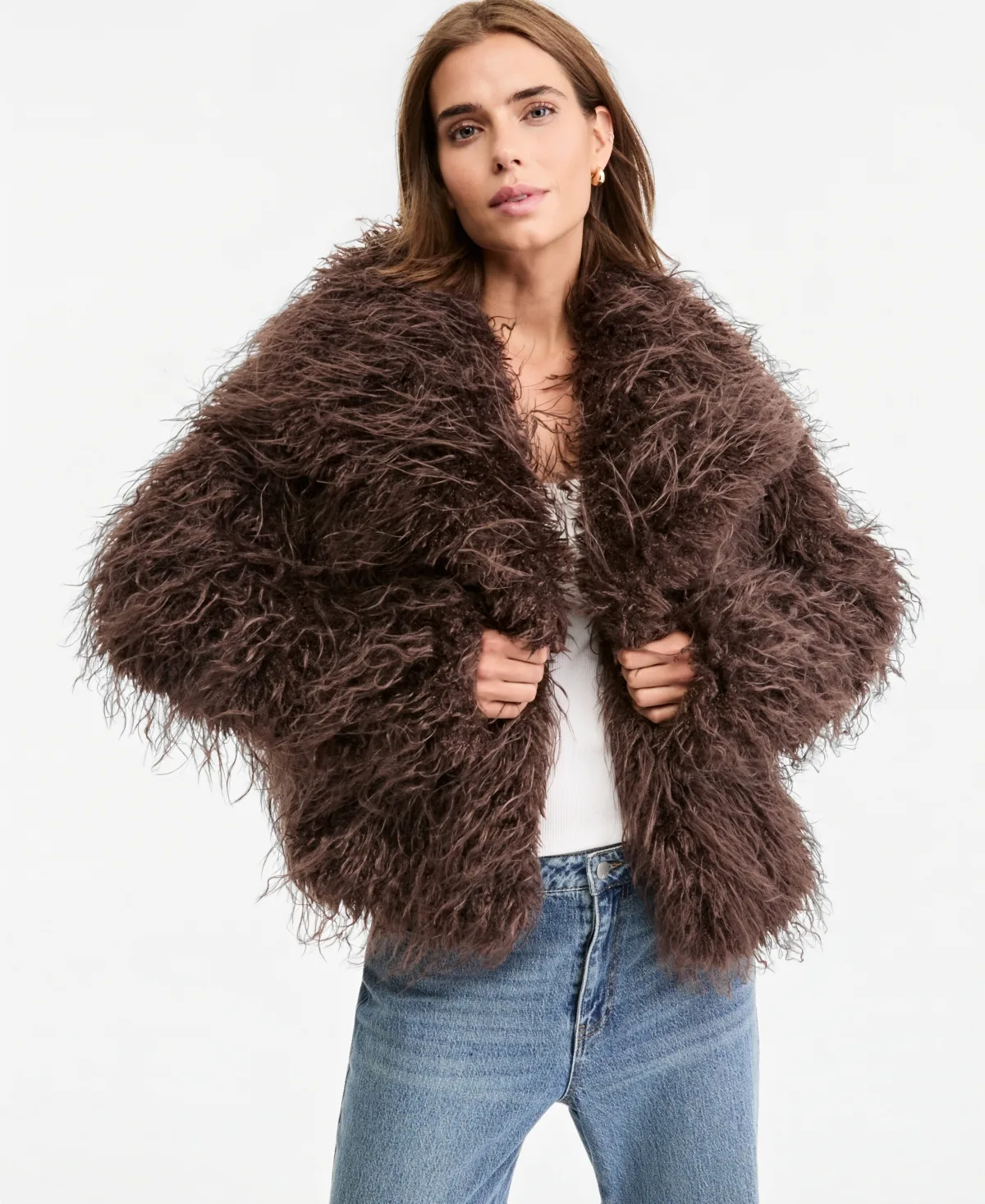 Fringe Faux Fur Jacket by And Now This