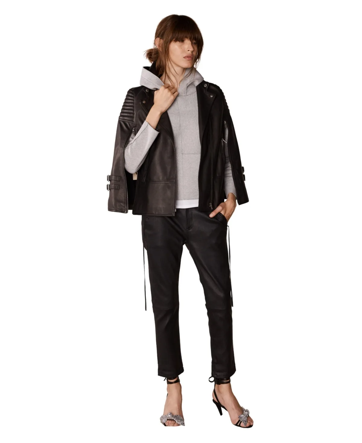 Crosby Moto Leather Cape Jacket by West 14th
