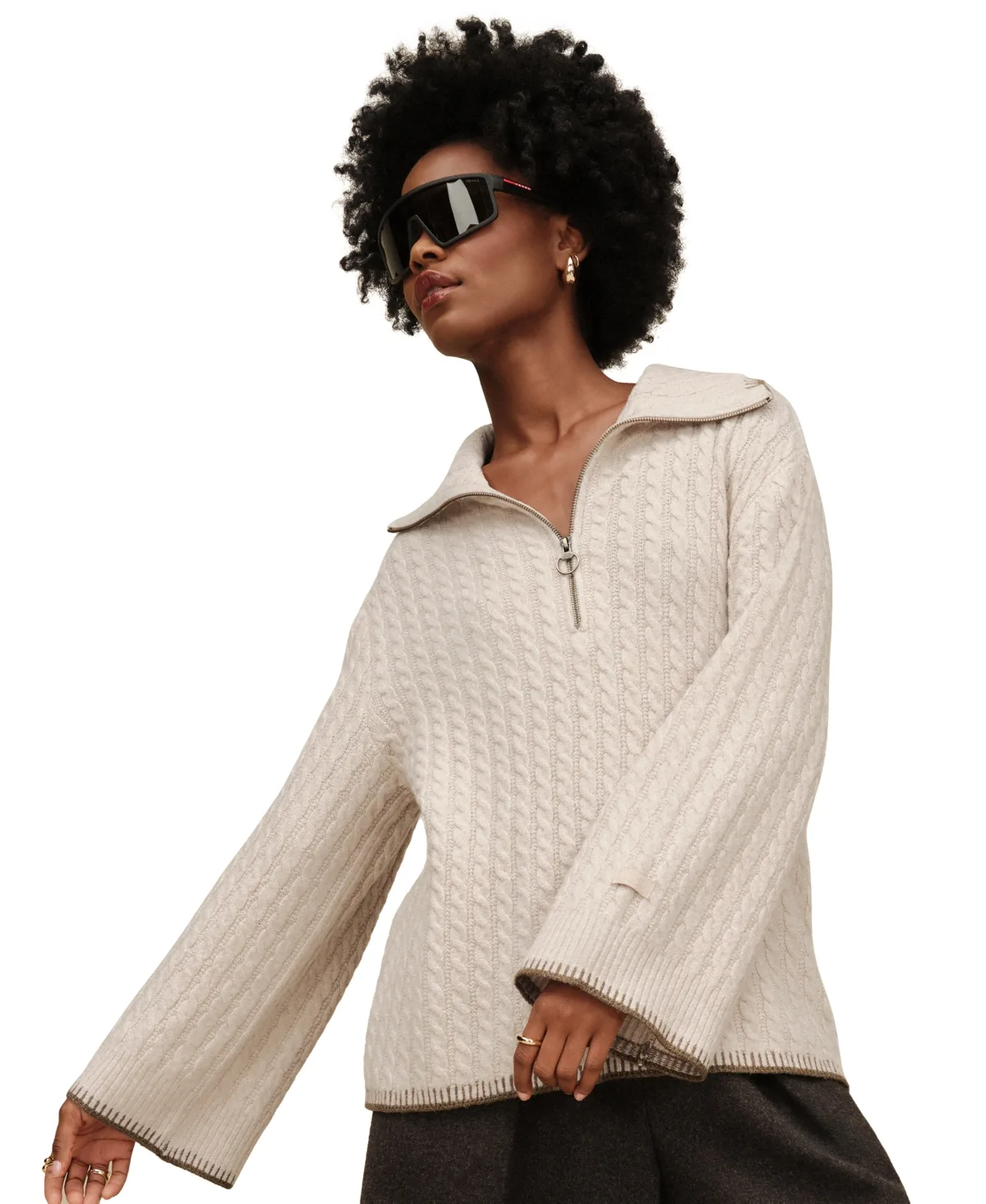 Rylynn Quarter-Zip Cable-Knit Sweater by UGG