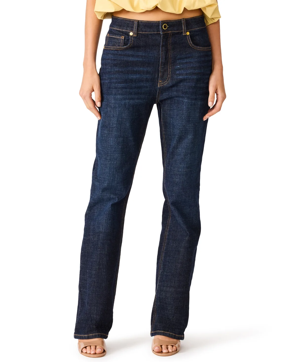 Lexington High-Waisted Straight-Leg Dark Wash Jeans by Steve Madden