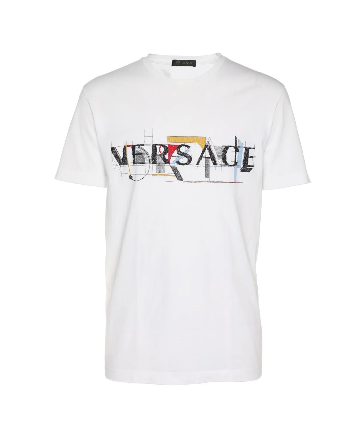 Pre-Owned Embroidered Logo Graphic Jersey T-Shirt by Versace