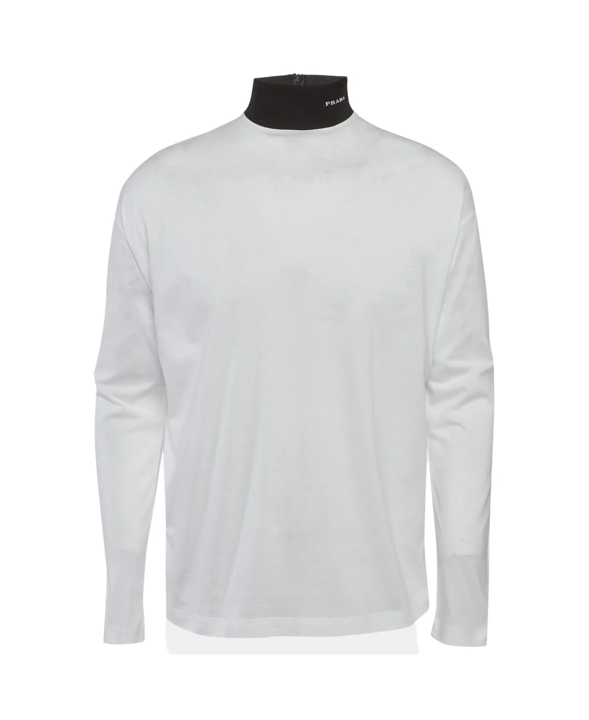 Pre-Owned Jersey Logo Mock Neck Long-Sleeve T-Shirt by Prada