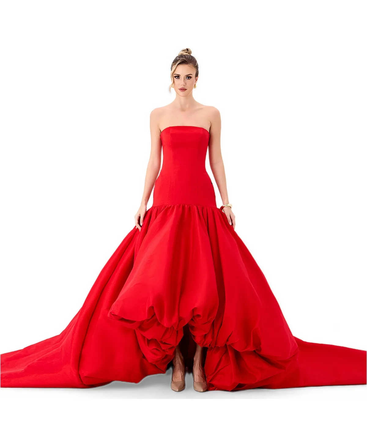 Allegra Strapless Dropped-Waist Balloon-Skirt Gown by Bariano