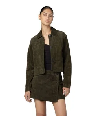 Collared Suede Jacket Suede a Line Skirt by Blank