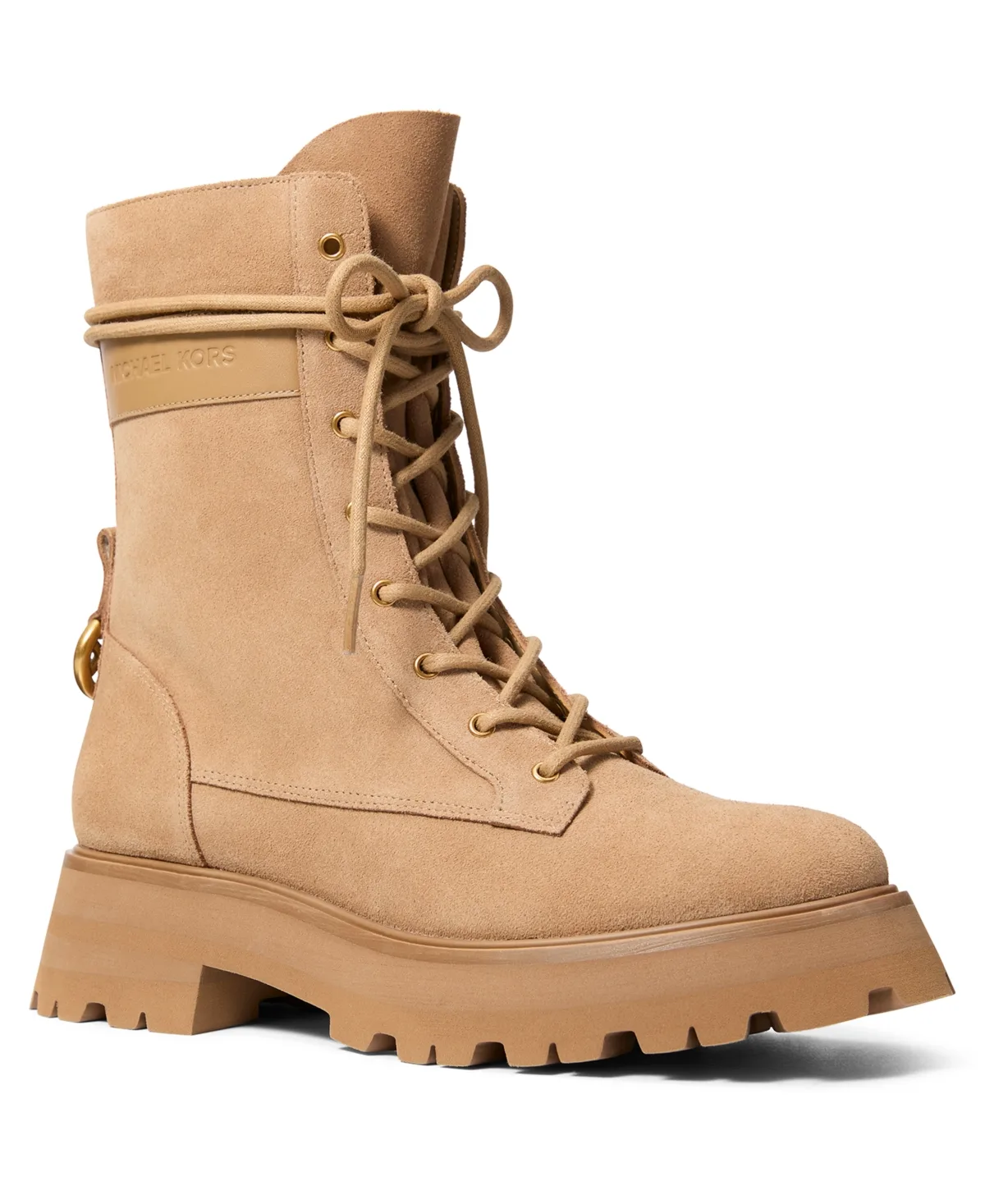 Caleb Lug Zipper Booties - Burnt Khaki Suede by MICHAEL Michael Kors