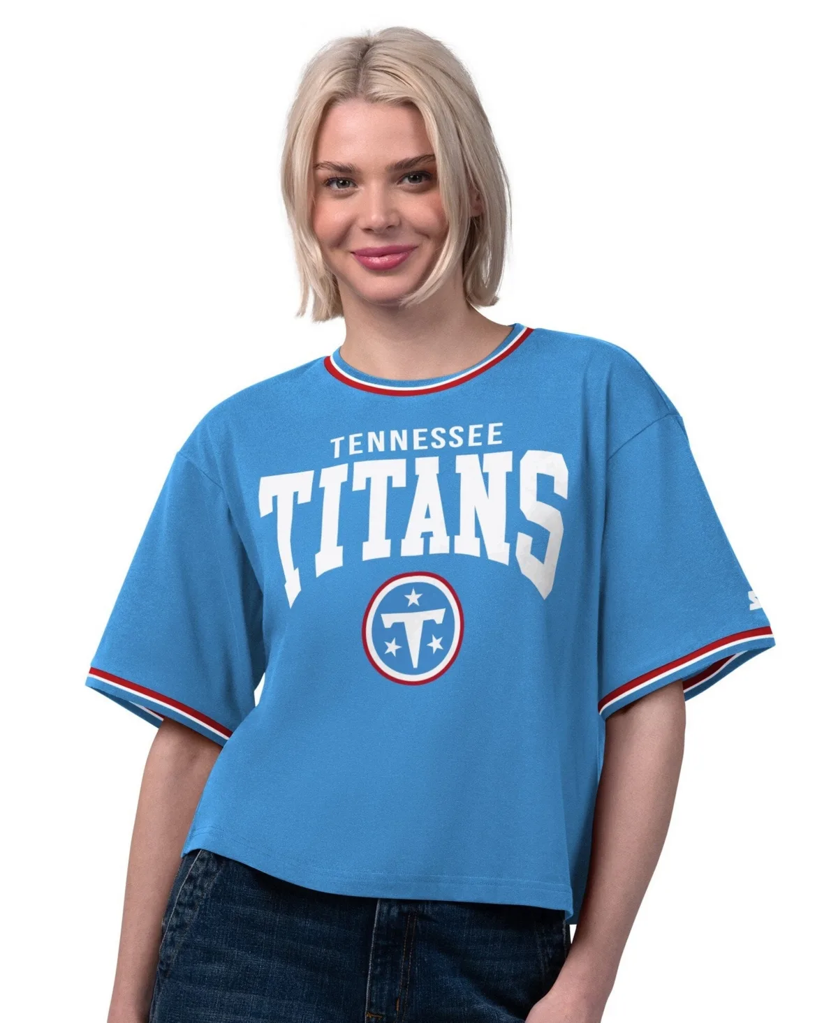 Tennessee Titans Ace Cropped Oversized Graphic T-Shirt by Starter