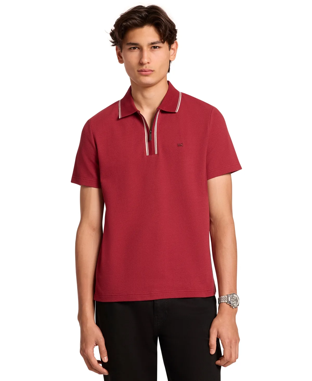 Bubble Knit Tipped Regular-Fit Polo Shirt by MICHAEL Michael Kors