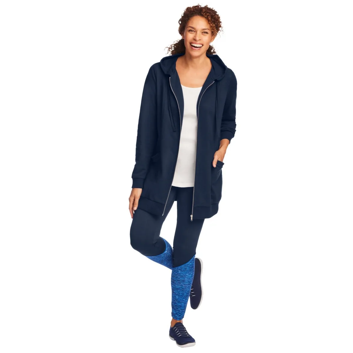 Within Zip Front Tunic Hoodie Sweatshirts by Woman Within