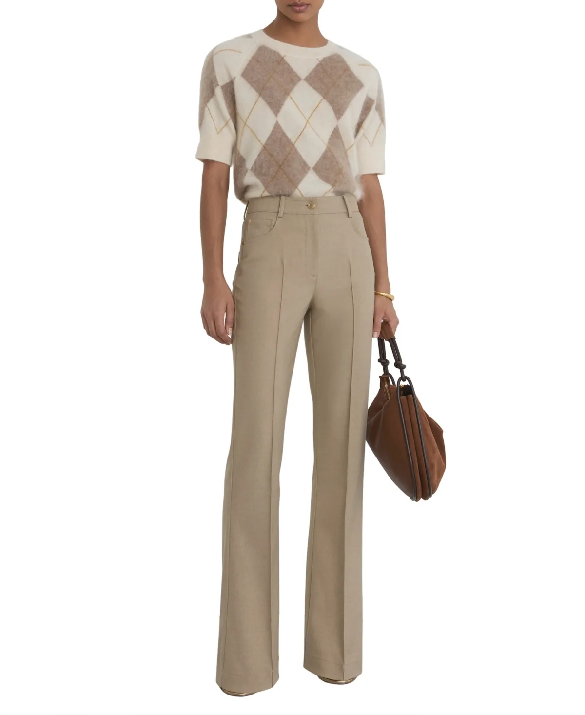 Sofia Flared Twill Seam-Detail Pants by Reiss