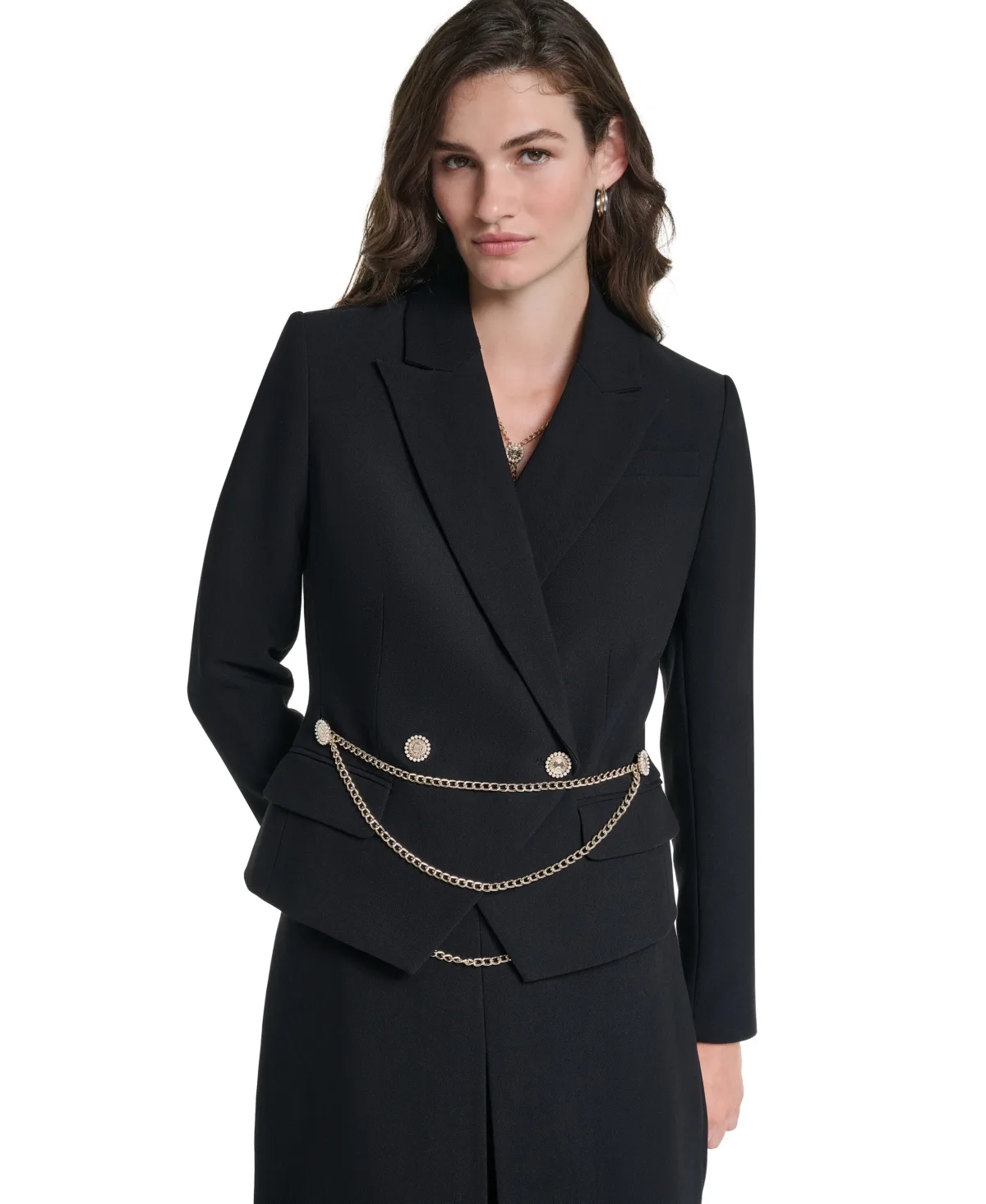 Cropped Notch Collar Blazer by Karl Lagerfeld