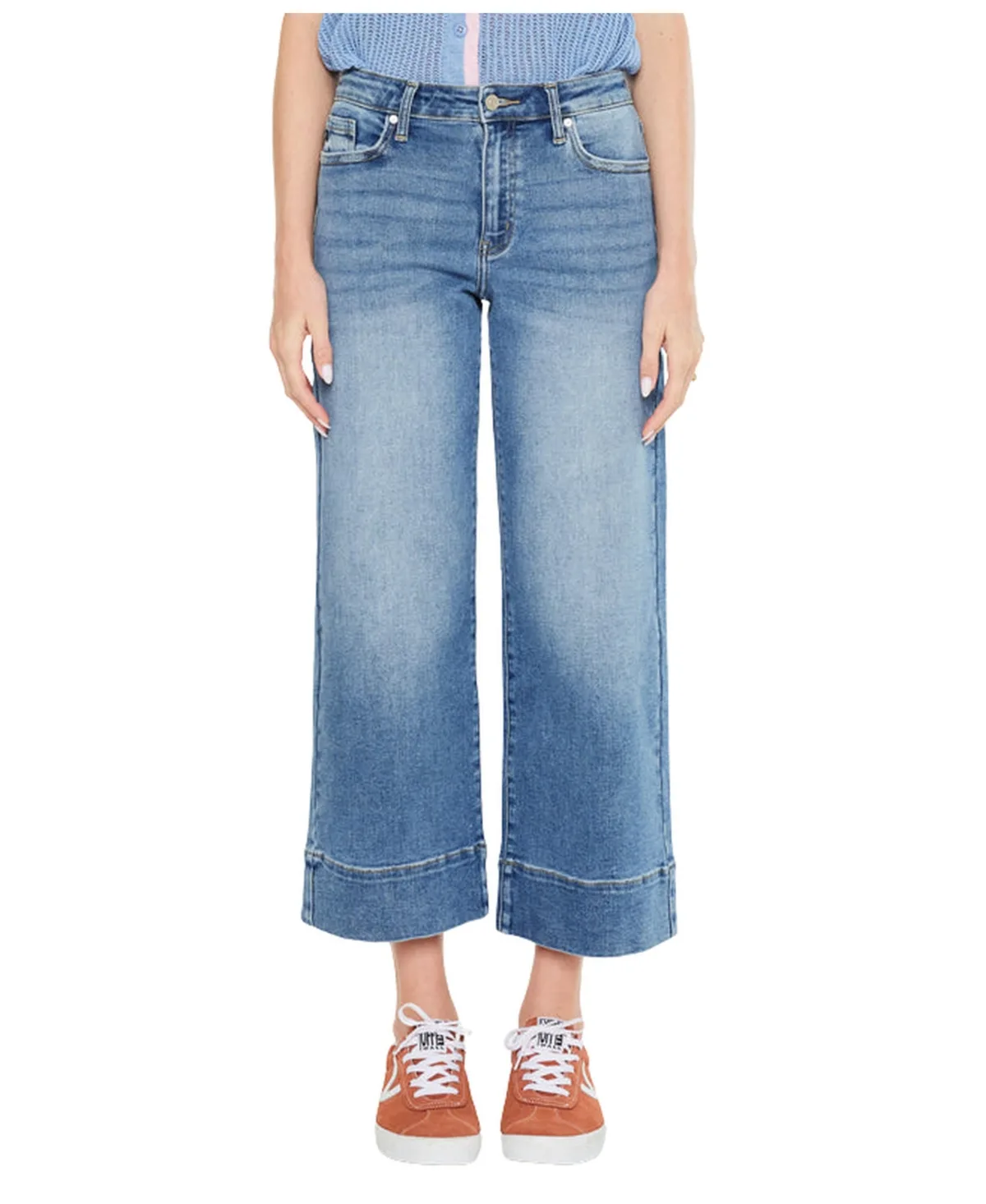 Kells High-Rise Wide-Leg Cropped Jeans by Kancan