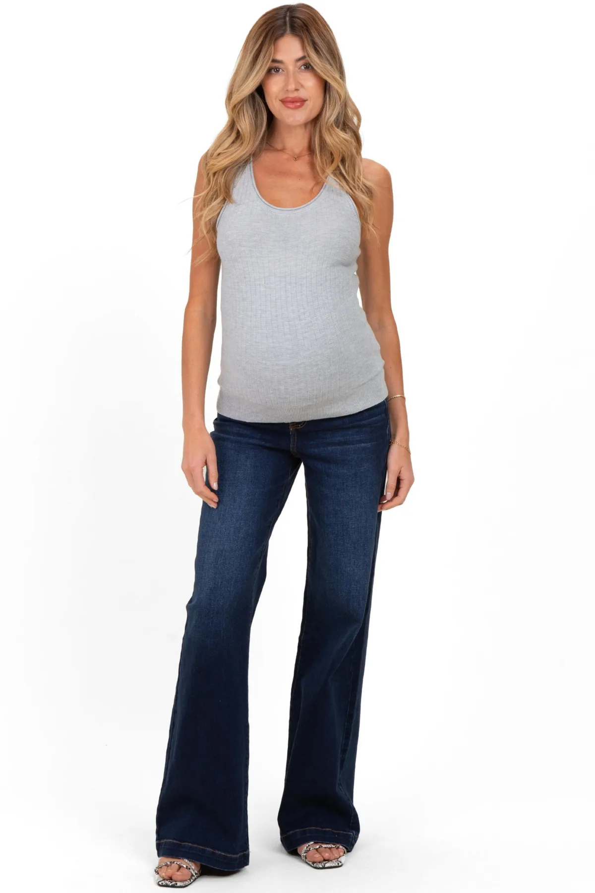 Dark Wash Wide Leg Jeans by PinkBlush