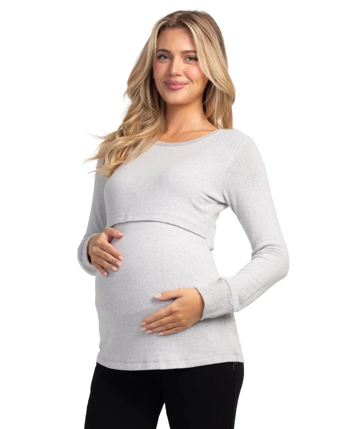 Maternity Nursing Brushed-Knit Sweater by Hello Miz
