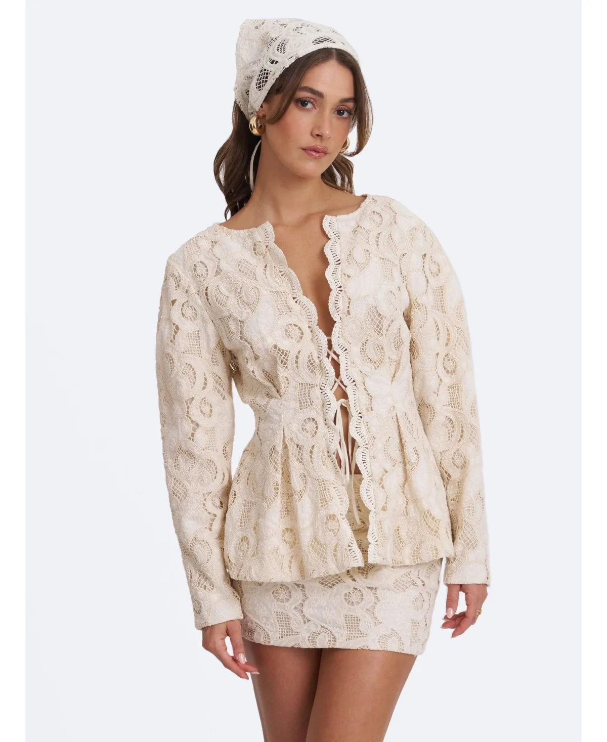 Wenley Cotton Lace Puff Sleeve Cinched Top by Miss Circle