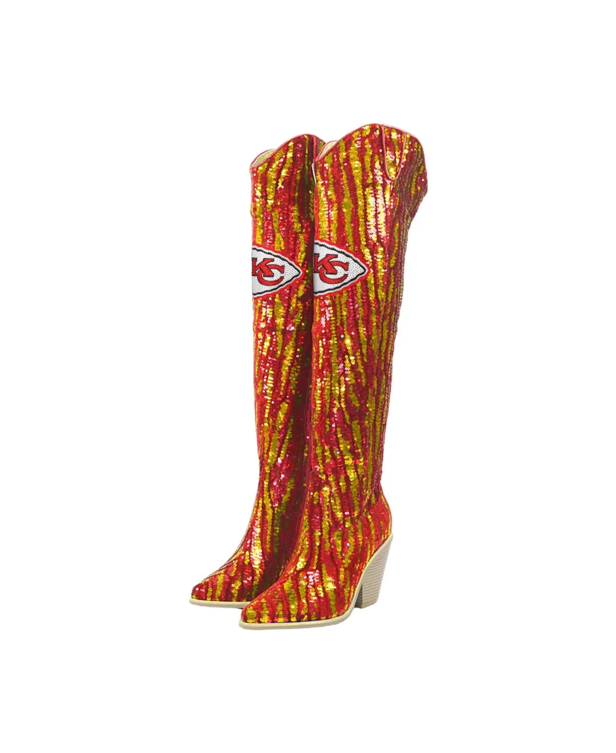 Fabgating by Cuce Kansas City Chiefs Over-the-Knee Two-Tone Sequin Boots by Fabgating by Cuce