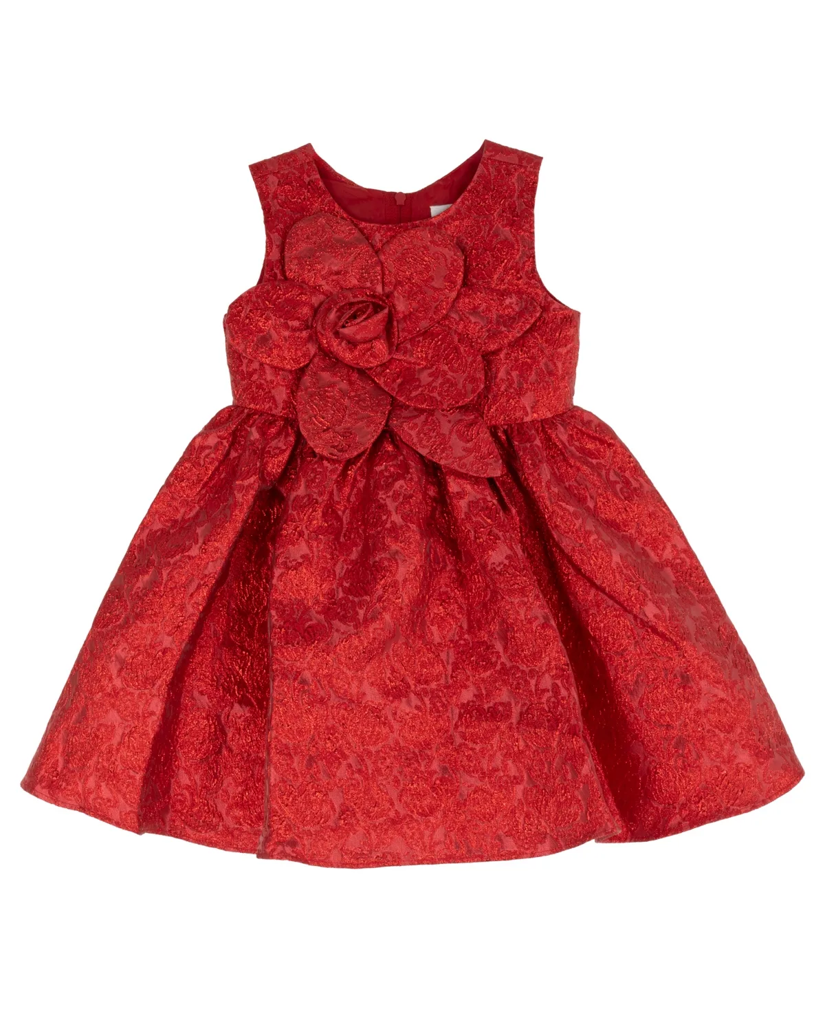 Textured Floral Jacquard 3D-Flower Applique Fit & Flare Dress by Rare Editions