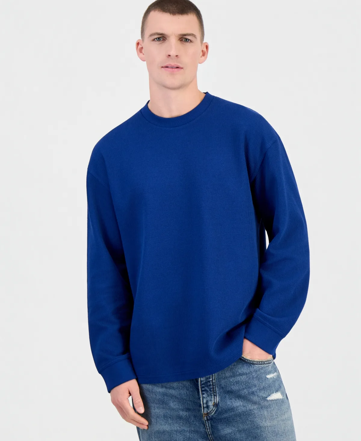 Nuwolo Waffle-Knit Crewneck Sweater by Hugo Boss