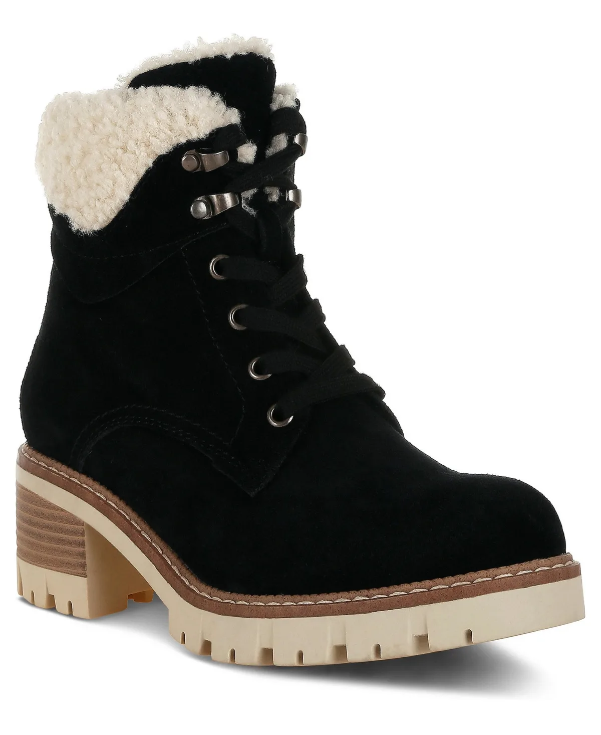 Madoka Fur Collar Chunky Ankle Boots