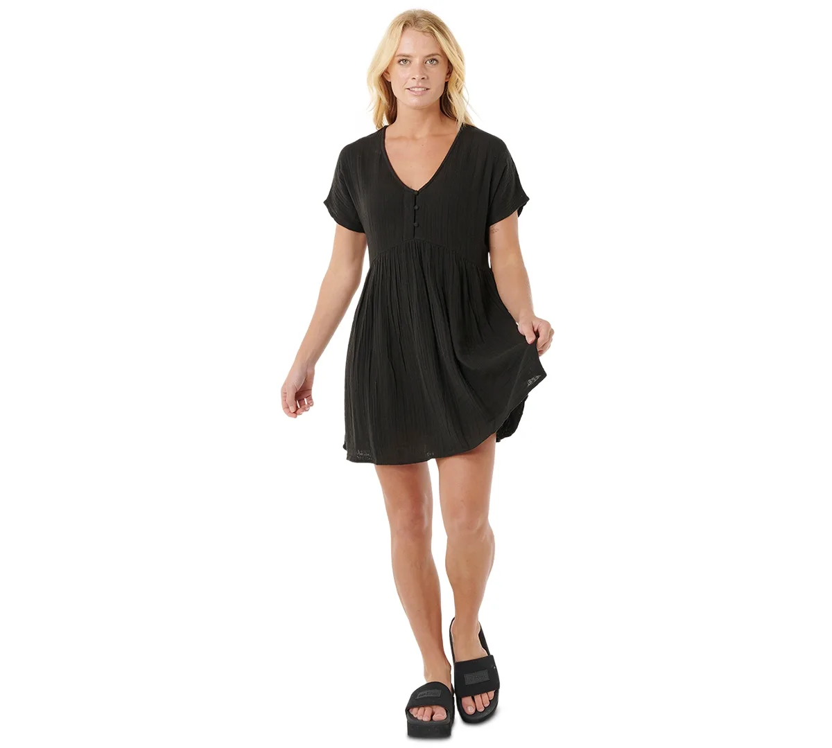 Premium Surf V-Neck Short-Sleeve Button-Front Dress by Rip Curl