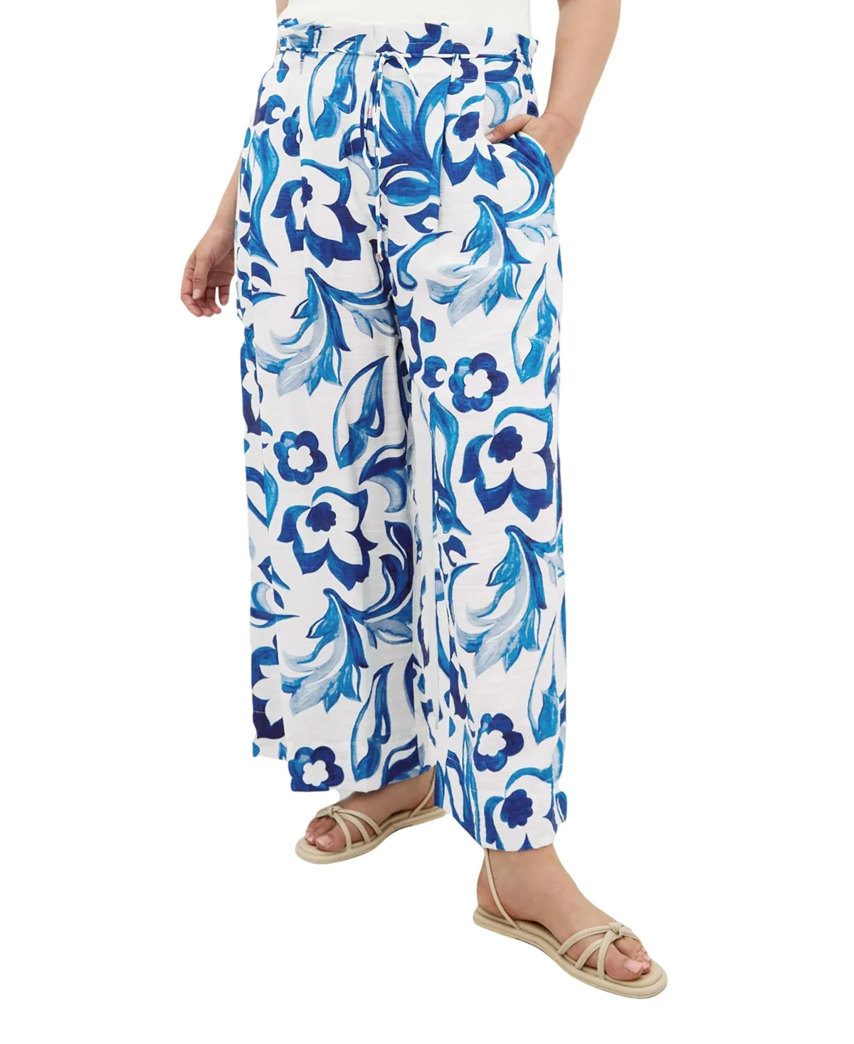 Resort Print High-Rise Wide-Leg Pants