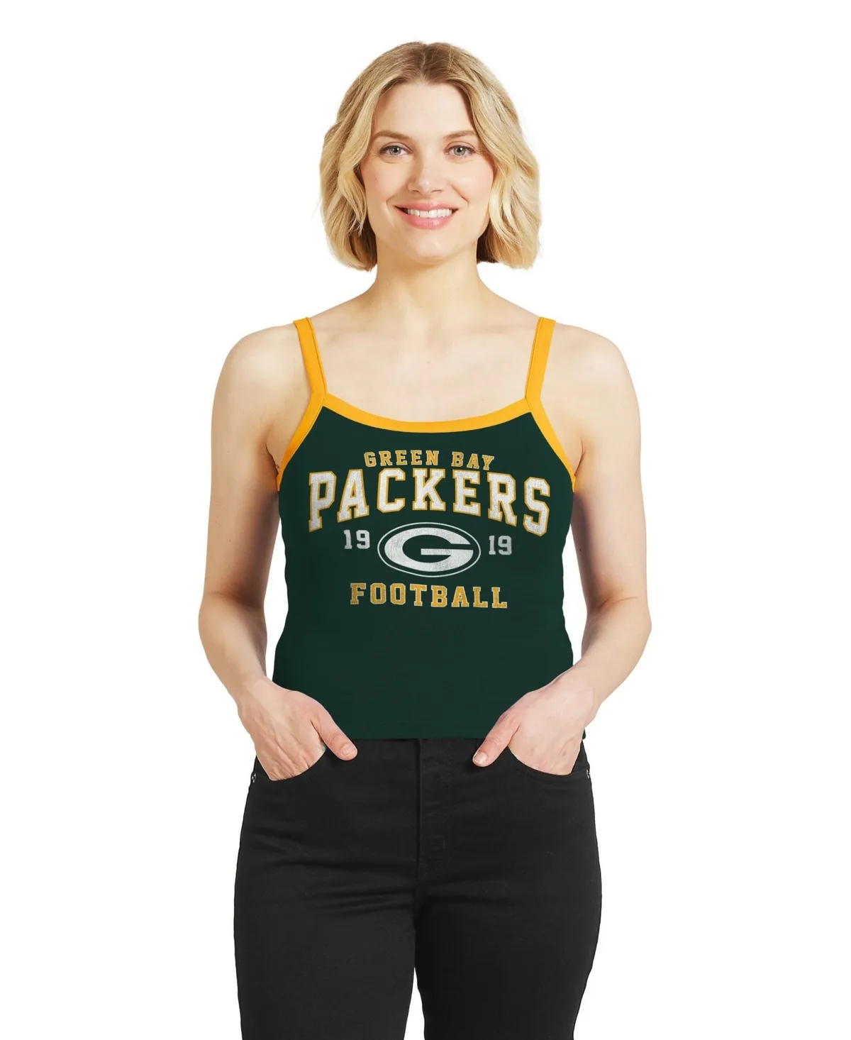 Green Bay Packers Colorblock Screen Print Graphics Tank Top by Wear by Erin Andrews