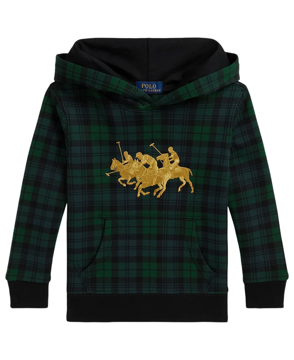 Triple-Pony Plaid Long-Sleeve Fleece Hoodie by Polo Ralph Lauren