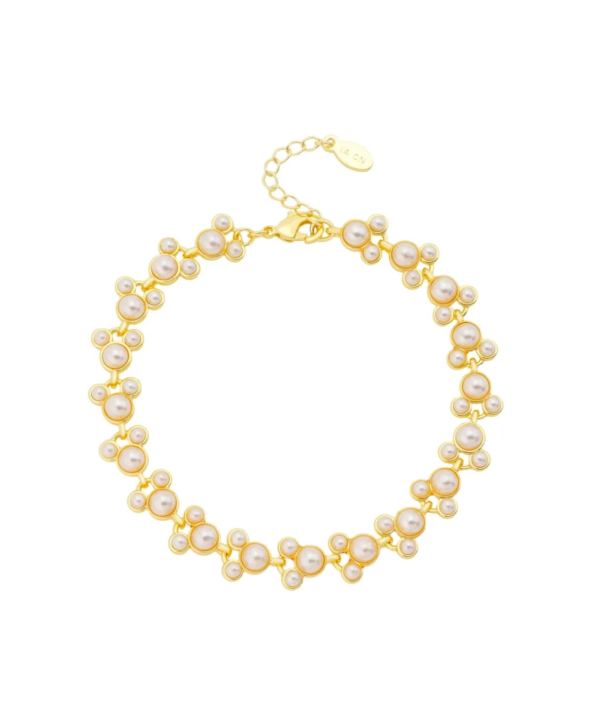 Imitation Pearl Gold-Tone Mickey Adjustable Bracelet by Disney