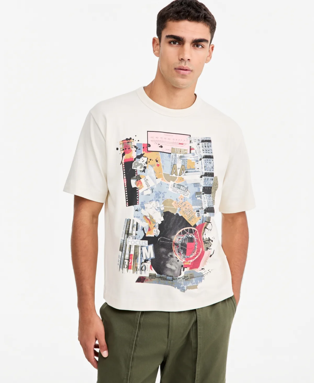 Collage Graphic Relaxed-Fit Crewneck T-Shirt by Mode of One
