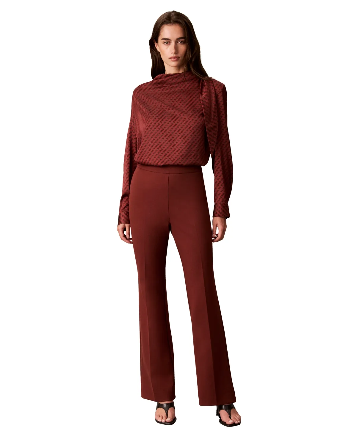 High-Waisted Pull-On Bootcut Pants by Calvin Klein