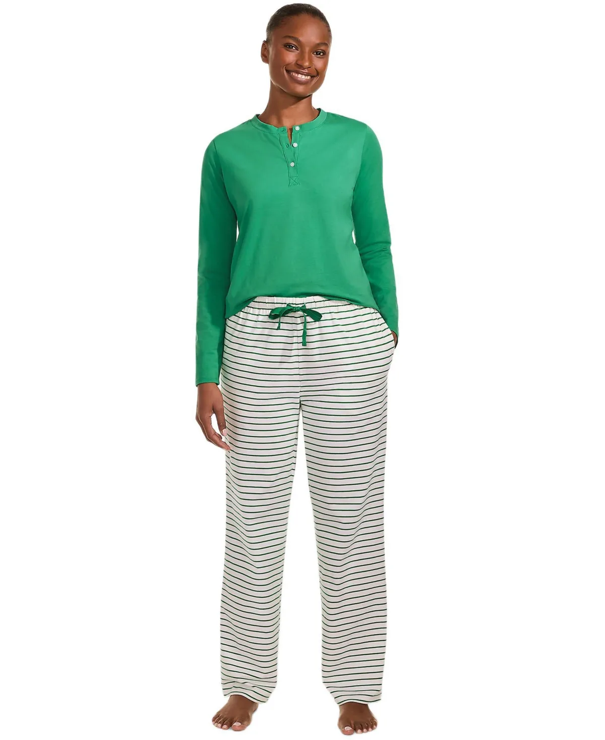 Knit 2 Piece Pajama Set - Long Sleeve Top and Pants by Lands' End