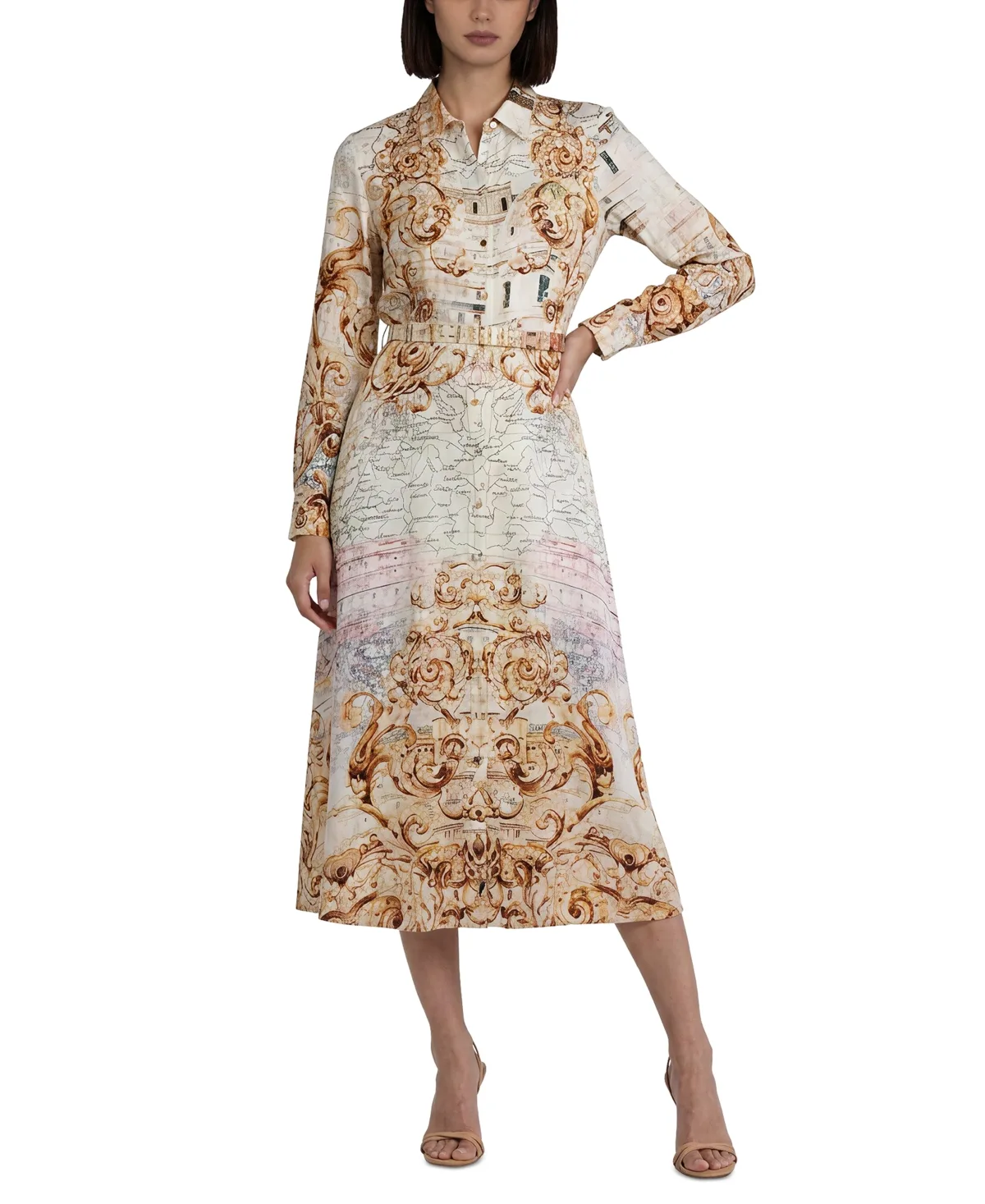 Seraphine Long-Sleeve Belted Collared Dress by Elie Tahari