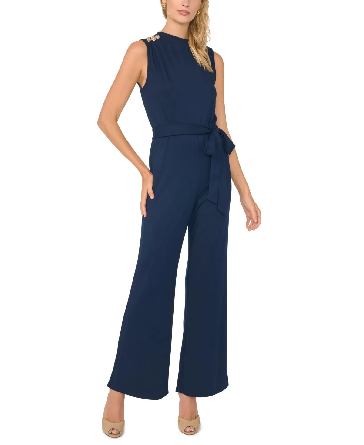 Sleeveless Crewneck Wide-Leg Jumpsuit