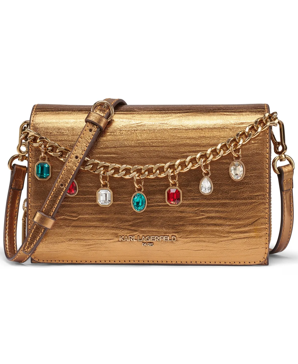 Lourdes Met Chain Detail Crossbody Handbag by Karl Lagerfeld