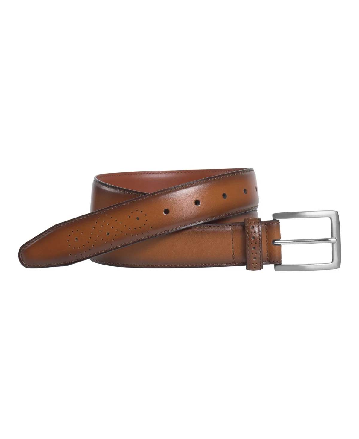 Perforated Burnished Leather Belt by Johnston & Murphy