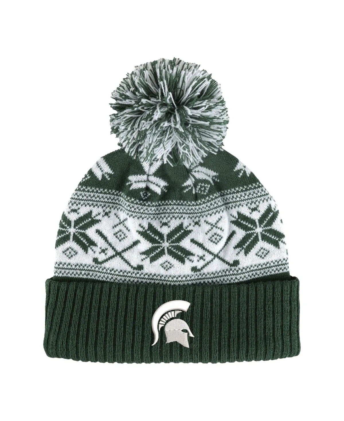 Michigan State Spartans Stretch Fit Pom Cuffed Knit Hat by Ahead