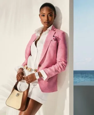 Lauren Ralph Lauren Linen Herringbone Blazer Pleated Double Faced Cotton Shorts by Ralph Lauren