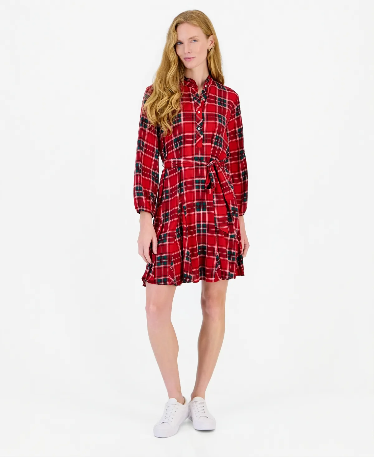 Tartan-Print Fit-and-Flare Shirtdress by Nautica