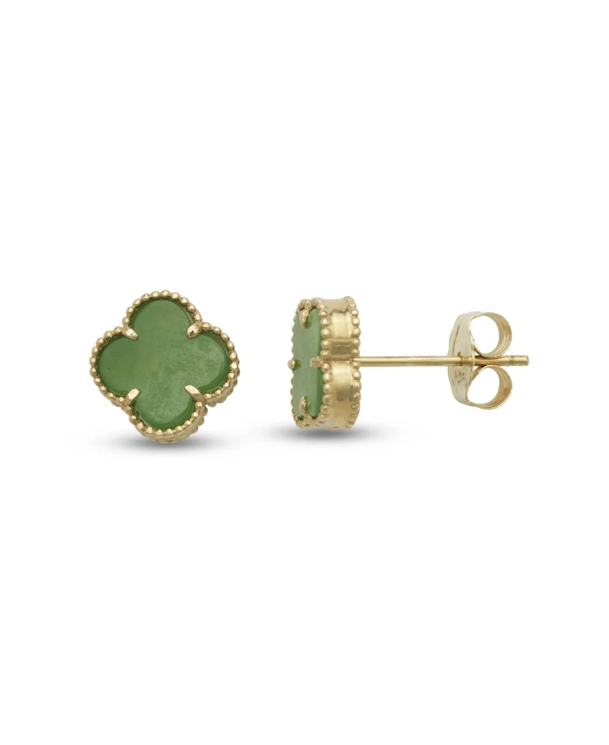 Solid 14k Jade Four-Leaf Butterfly Earrings 10x5mm