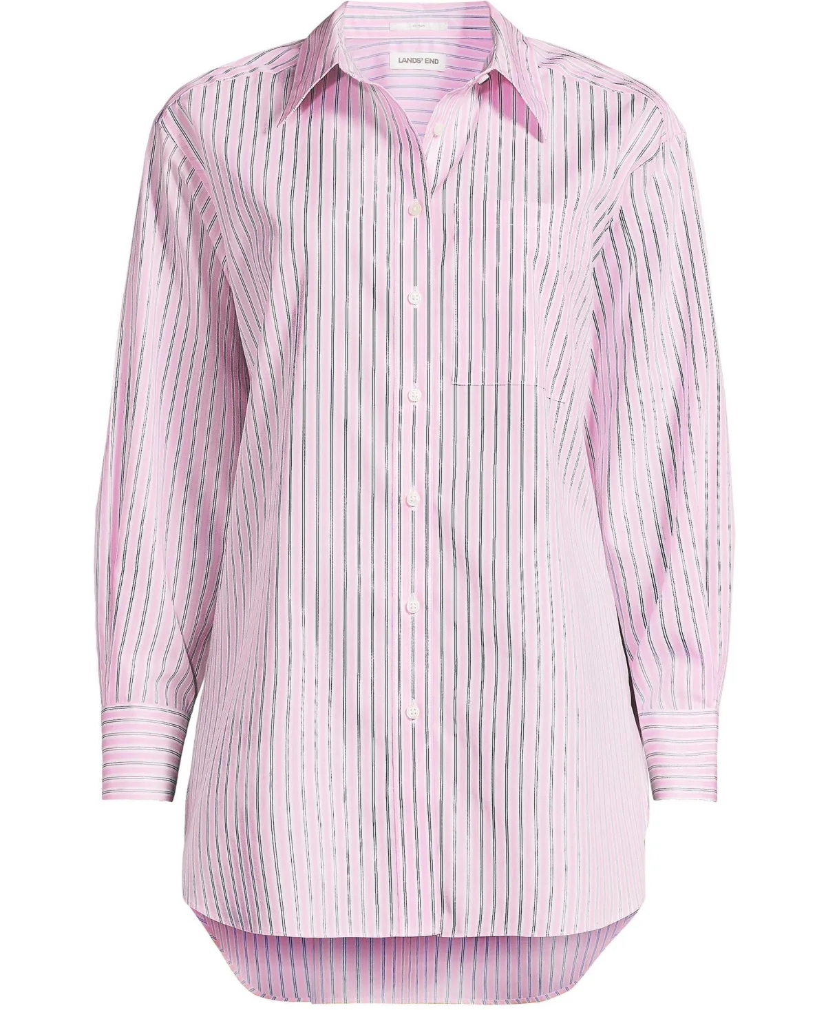 Oversized No Iron Tunic with Statement Collar Shirt by Lands' End