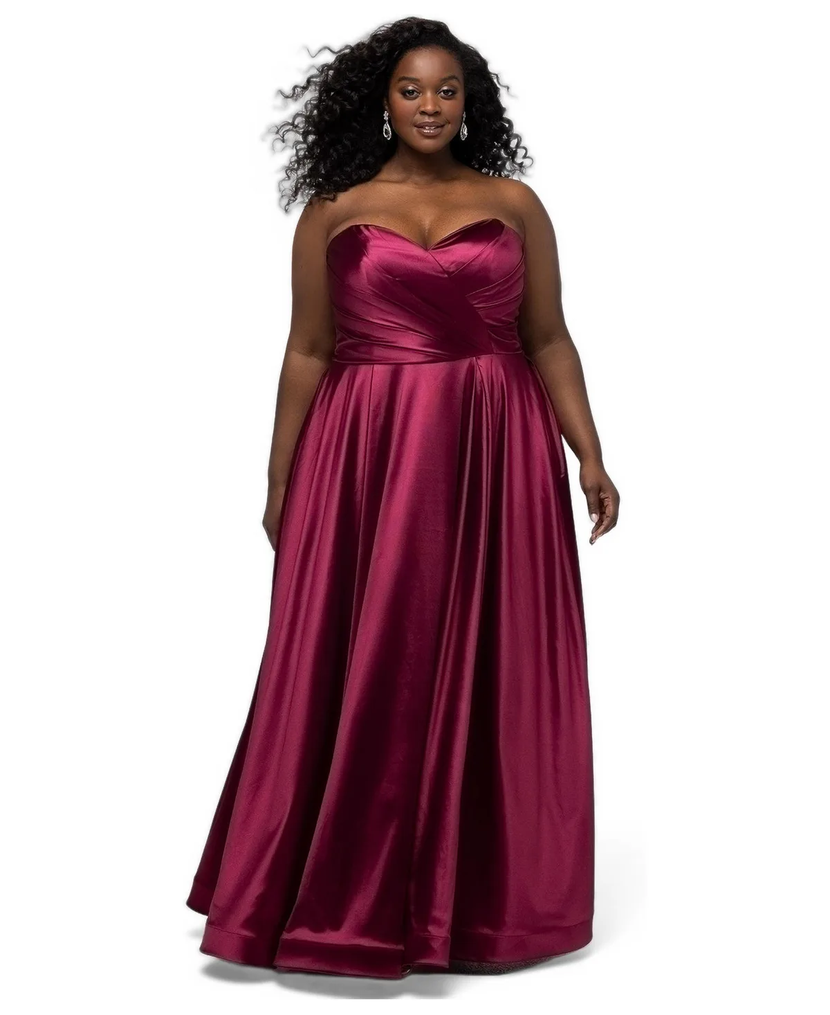 Take a Bow Strapless A-Line Sweetheart Satin Gown by Sydneys Closet