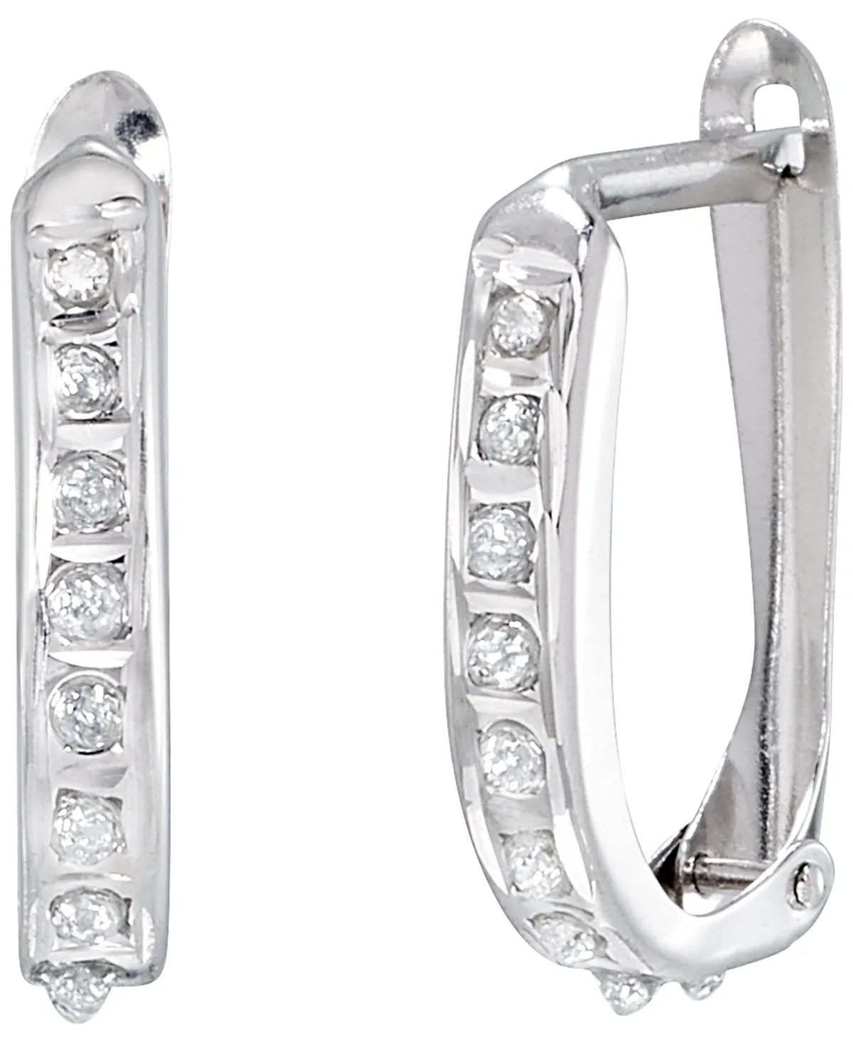 Diamond Accent Huggie Earrings (0.01 ct. t.w.) in 10k White Gold by Macy's