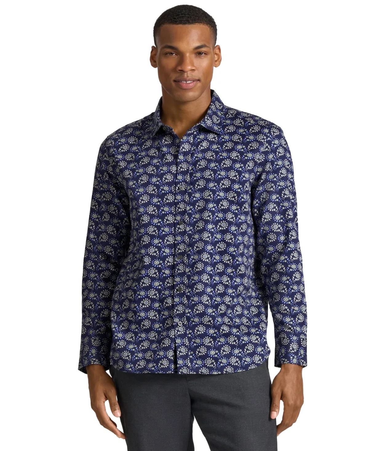 Ted by Ted Baker Lancaster Floral-Print Long-Sleeve Point-Collar Button-Down Shirt by Ted Baker