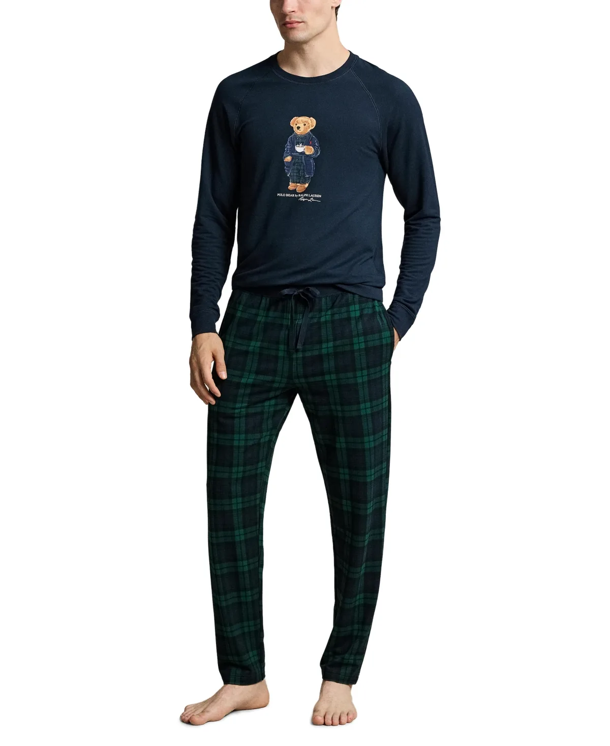 Polo Bear Long-Sleeve Crewneck French Terry Top and Pajama Pants, 2-Piece Set by Polo Ralph Lauren