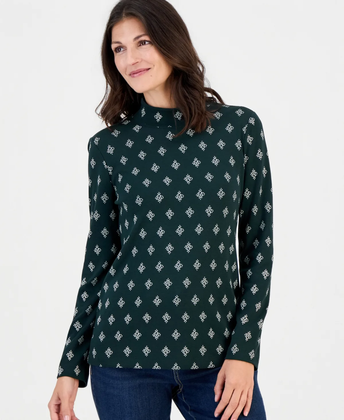 Foulard Mock Neck Long-Sleeve T-Shirt by Style & Co