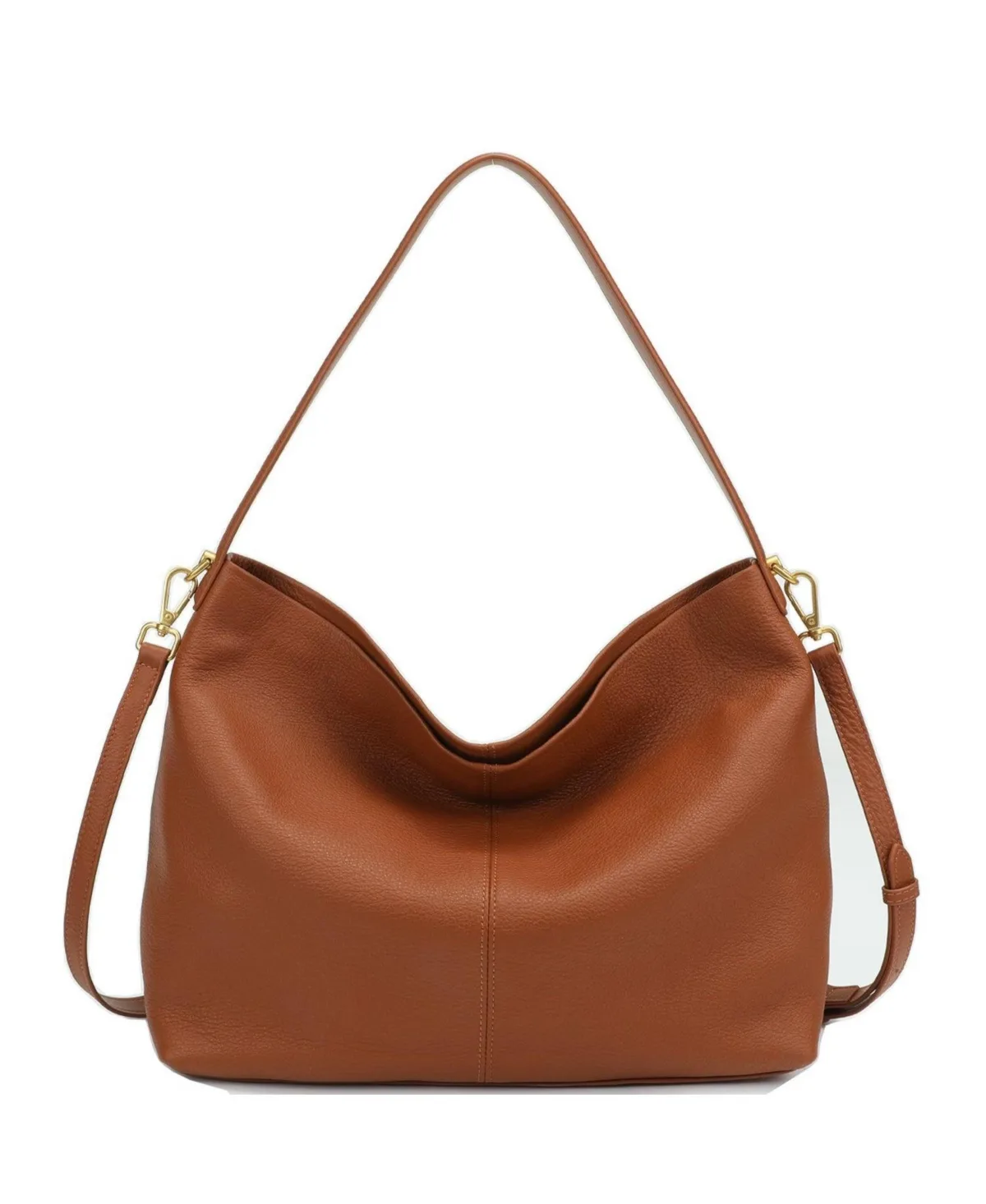 Mara Soft Pebbled Leather Slouchy Hobo Shoulder Bag with Crossbody Strap Casual Everyday Tote Purse by Susu