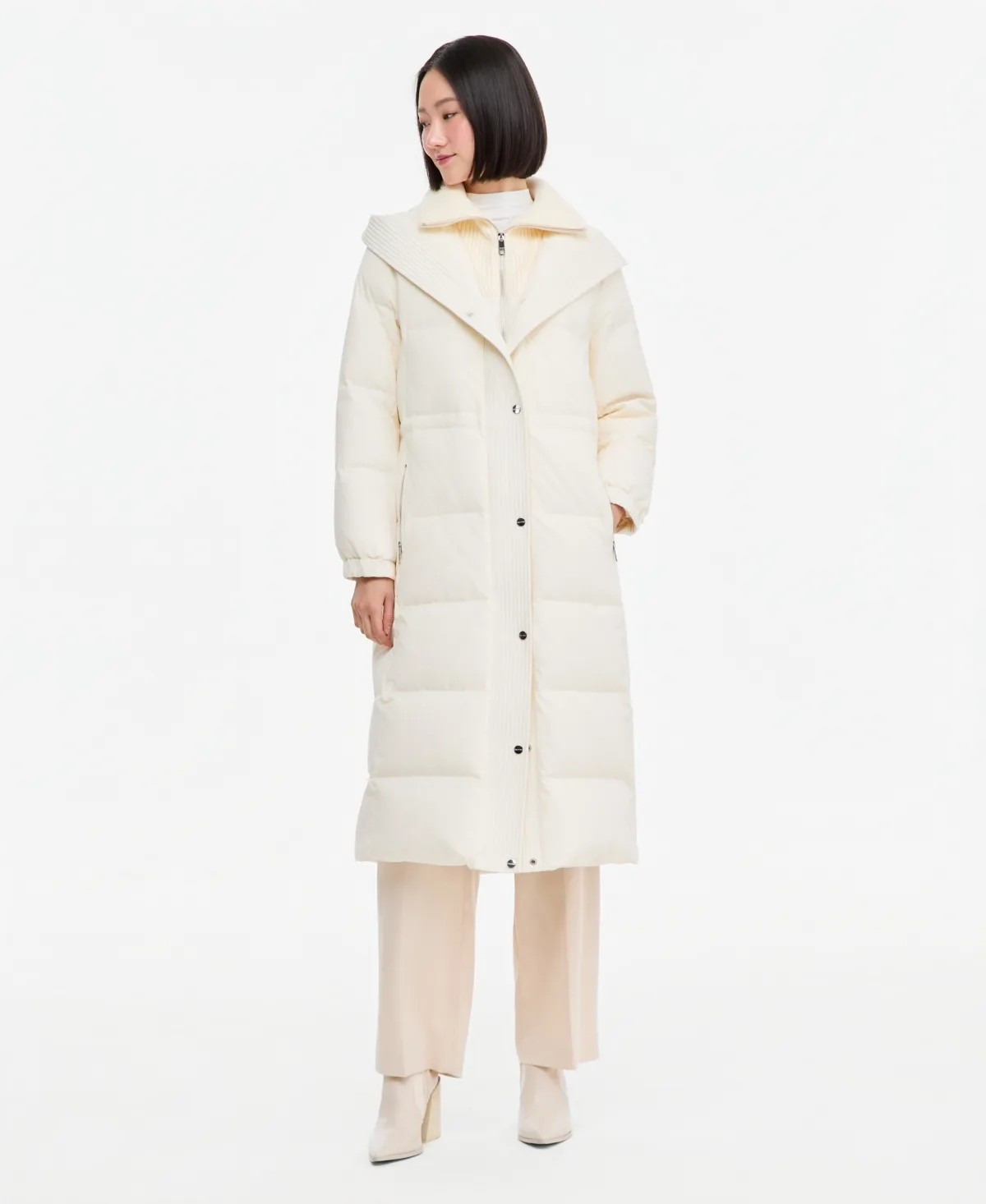 Hooded Down Maxi Puffer Coat by Calvin Klein